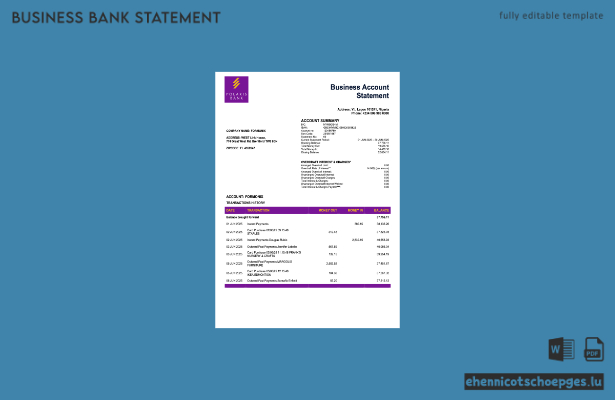 Nigeria Polaris Unternehmenskontoauszug (Word- und PDF-Beispiel)
